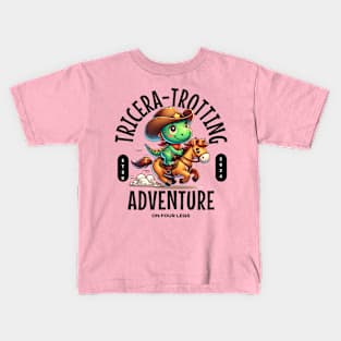 Tricera-trotting: Adventure On 4 Legs Kids T-Shirt